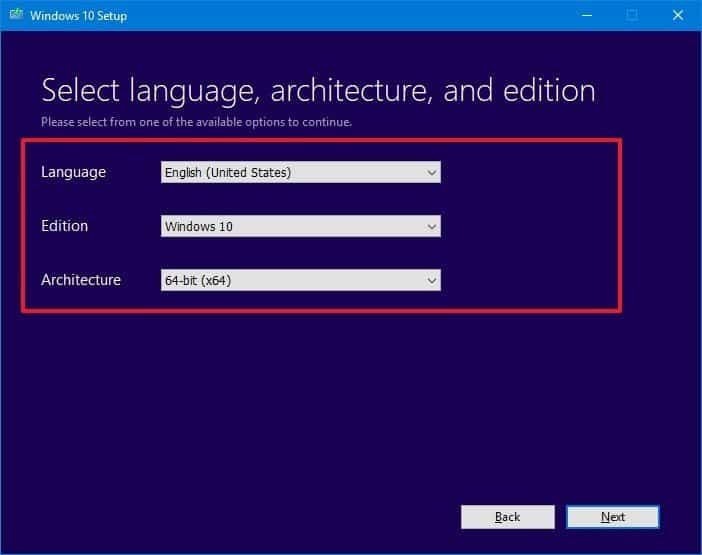 Windows 10 setup options